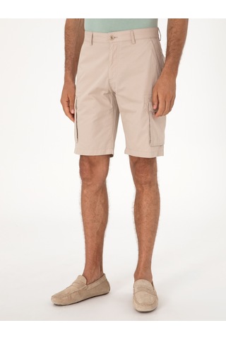 Cacharel Bej Comfort Fit %100 Pamuk Bermuda Şort