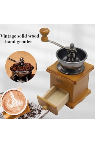 Jialan Vintage Ahşap Manuel Kahve Çekirdeği Değirmeni Dekorasyon Ahşap
