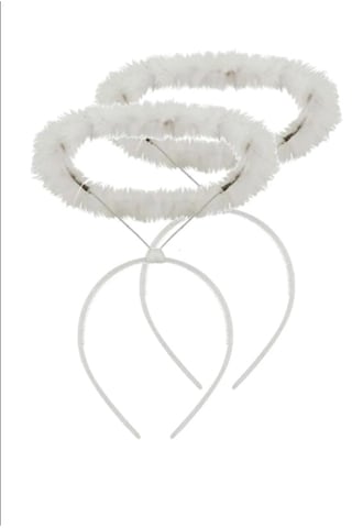 2 Adet Beyaz Tüylü Melek Haresi Tacı Halloween Melek Hare Taç Tüy