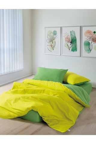 Cozy Home Popping Colors Tek Kişilik Lastikli Çarşaflı Nevresim Takımı Sage Sarı-yeşil