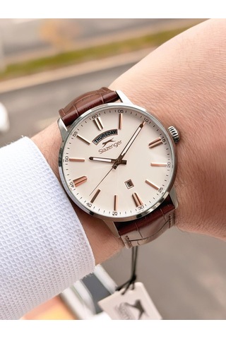 Slazenger Erkek Deri Kordon Bileklik Hediyeli 2 Yıl Garantili Suya Dayanıklı Kol Saati Vs.blkt.0758 Rose Gold