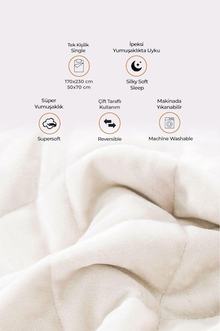 Evlen Home Kapitone Kadife Yatak Örtüsü Seti Tek Kişilik Supersoft 2 Parça Yumuşak Elyaf Dolgulu Krem Krem