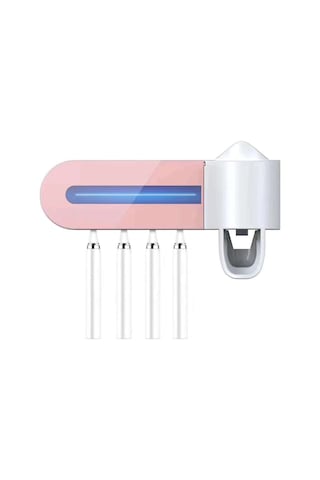 Tenfowee Usb Şarjlı Uv Diş Fırçası Dezenfektörü, Duvar Montajlı Otomatik Diş Macunu Dispenserli Aile Ve Bebekler İçin Diş Fırçası Organizatörü Pembe