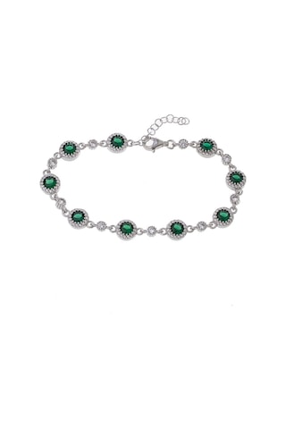 Yeşil Zirkon Taşlı Model-2 925 Ayar Gümüş Kadın Bileklik Gümüş