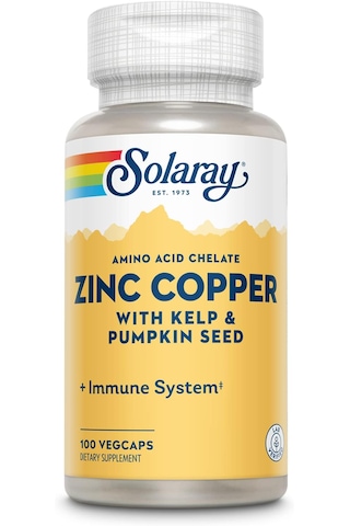 Solaray Zinc Copper With Kelp & Pumpkin Seed 100 Vegcaps Usa Menşeii Dmmedicineden Orijinal