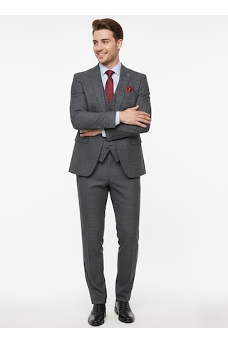 Presto Erkek Slimfit 6 Drop Yelekli Takım Elbise Siyah 786-022 Siyah