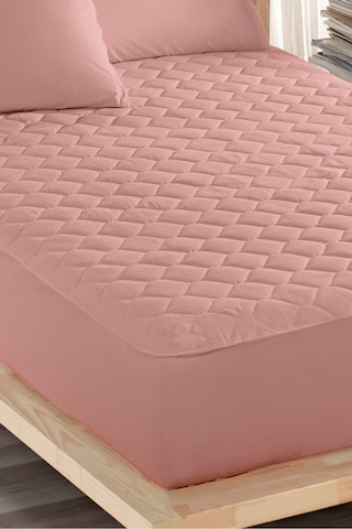 Yatak Koruyucu Alez Sıvı Geçirmez Pamuklu Kapitoneli Fitted Pembe Çift Kişilik Pembe