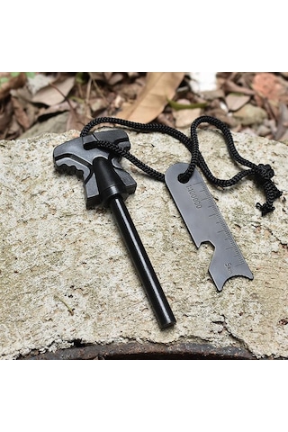 Valkyrie 8mm 8.5cm Magnezyum Ateş Başlatıcı Bar - %100 Katkısız Alüminyum İçermez Fire Starter Siyah