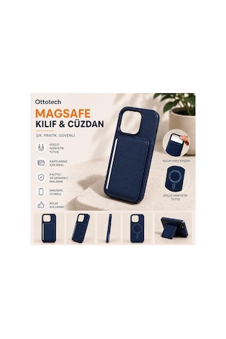 Magsafe Kılıflı Cüzdan Apple iPhone Uyumlu 17 Pro Max Lacivert