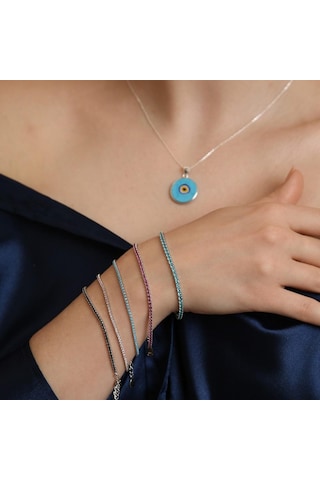 Gblk008-s-madam Matmazel Su Yolu Zirkon Taşlı Gümüş Unisex Bileklik 925 Ayar