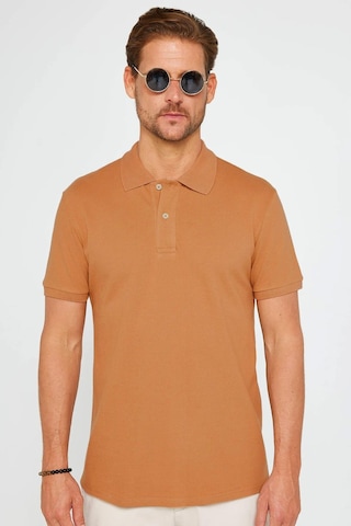 Tudors Erkek Slim Fit Dar Kesim %100 Pamuk Kahverengi Polo Yaka Tişört-32729 Kahverengi