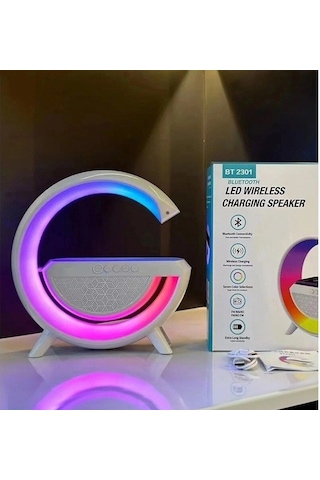 Akıllı Masa Lambası Hoparlör Led Işık & Kablosuz Şarj Alk2289 Açık Mavi