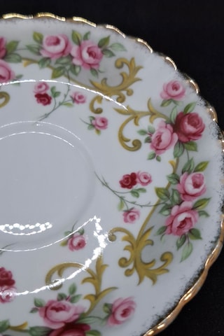 Sheraton Serisi Rosemary Bone China England Antika Porselen Kahve Fincan Tabağı 12 Cm Haki - Pembe