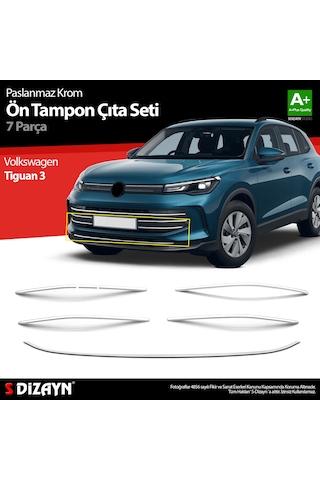 S-dizayn Vw Tiguan 3 Krom Ön Tampon Çıta Seti 2024 Üzeri A+ Kalite
