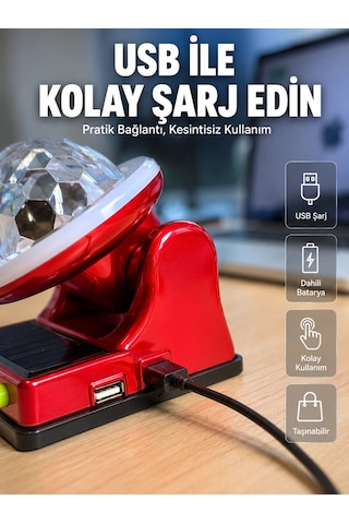 Güneş Enerjili Led Disco Lamba Şarjlı Rgb Parti Ve Dekoratif Aydınlatma Lambası Çok Renkli