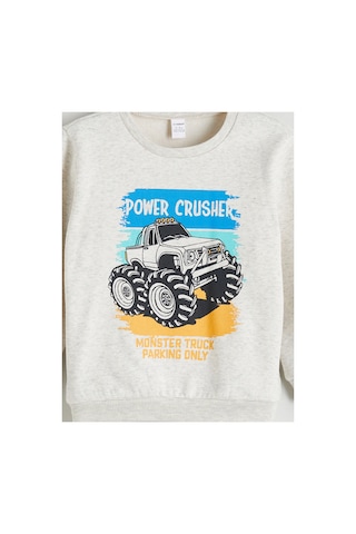 LC Waikiki Bisiklet Yaka Erkek Çocuk Sweatshirt Off Whıte Melang