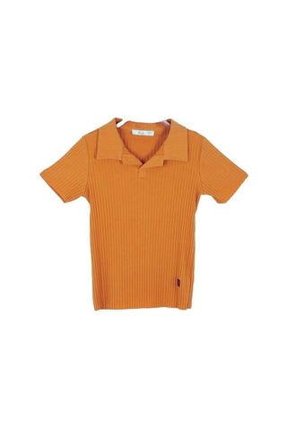 Nk Kids Çocuk Polo Yaka Fitilli T-shirt-14004-tarçın Tarçın