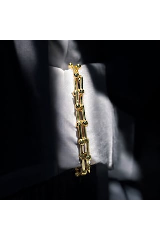 Zarifly Altın Renk Oval Zincir Bileklik Modern Ve Şık Altın - Gold