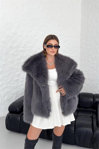 Kadın Yüksek Kalite İthal Kürk Mont Dpnbg037 Antrasit