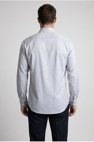 Xint Bisse Gri Regular Fit Cepsiz Uzun Paşa Yaka Gömlek Bsgmkls26306 C55