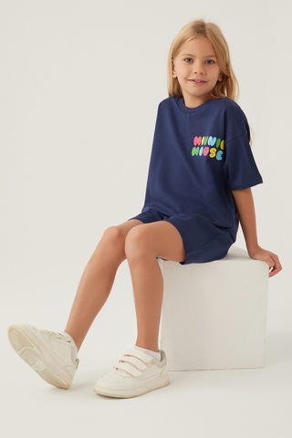 Minnie Mouse Colourful Koyu İndigo Kız Çocuk Şort Takım 5274-42789 İndigo