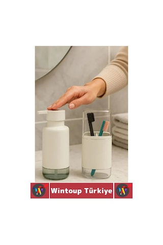 Dayanıklı Banyo Sabun Losyon Şampuan Pratik Çok Şık Modern Sıvı Sabunluk Diş Fırçalık İkili Set Çok Renkli