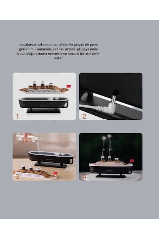 Ultra Sessiz Titanik Gemi Led Işıklı Aroma Difüzörü Oda Nemlendirici