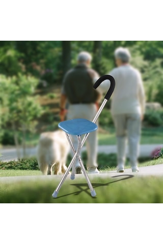 Dolıty Katlanır Baston Koltuk Rahat Kolu 34 Inç Uzun Kare-mavi