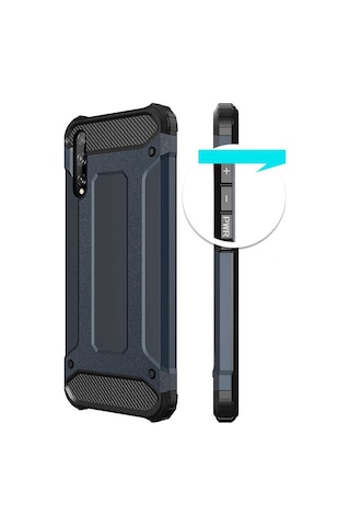 Noktaks - P Smart S Y8p Uyumlu - Kılıf Çift Katman Zırh Tank Crash Military Kapak - Kırmızı Kırmızı
