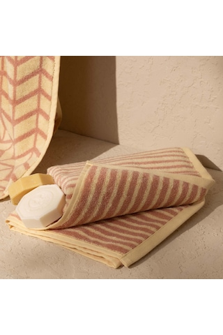 Soft Noa İpliği Boyalı Yüz Havlusu - Krem / Pudra - 50x90 Cm Çok Renkli