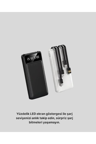 20.000 Mah 4 Çıkışlı Led Göstergeli Hızlı Şarj Powerbank Beyaz 00153770