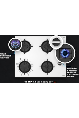 Tommatech TAO6001BG Ankastre Gazlı Ocak 65 Cm Siyah