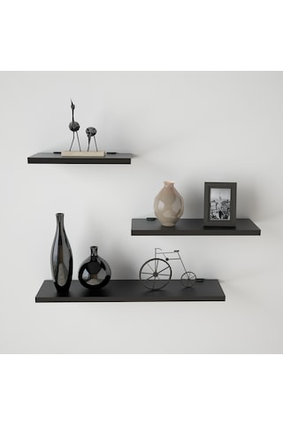 Robinhome Robin Home Raffi 3'Lü Uçan Raf Duvar Rafı Siyah