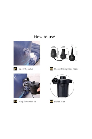 12v Araç Çakmağından Çalışan 3 Başlık Çift Fonk. Elektrikli Pompa Çok Renkli