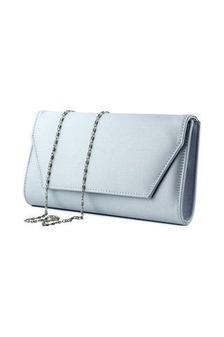 Erkan Saçmacı Gümüş Saten Zincir Askılı Manyetik Kapaklı İç Cepli Zarif Abiye El Çantası GÜMÜŞ