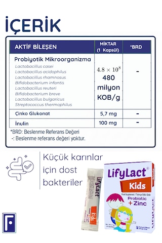 Lifylact Kids Probiyotik+Zinc Takviye Edici Gıda 2 x 10 Şase