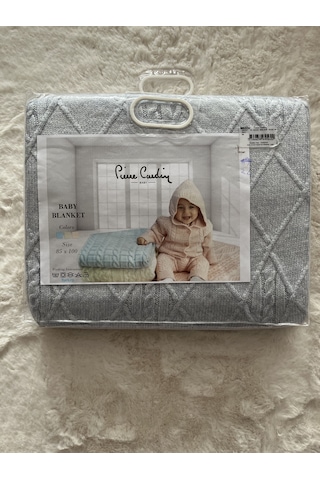 302495 Pc Geniş Saç Örgülü Triko Battaniye Mavi