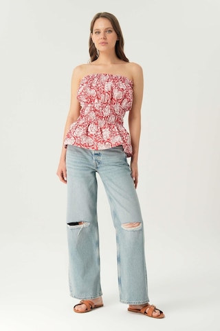 Açık Mavi Normal Bel Patı Düğmeli Dizi Kesikli Loose Fit Jean Pantolon C 4934-016 Açık Mavi