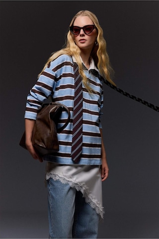 Defacto Loose Fıt Polo Yaka Sweatshirt G9724ax26spbe744 Mavi-be744