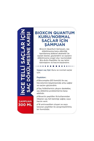Quantum Kuru ve Normal Saçlar için Şampuan 300 ML