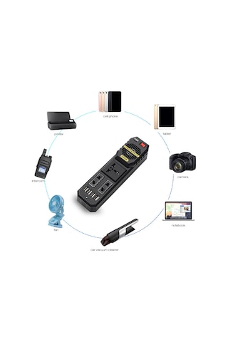 Wezone 200w Siyah Abs Oto İçin Güç Dönüştürücü 300g, 23x8x7cm Paket