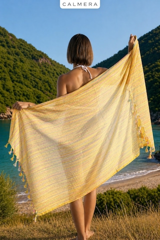 Calmera Etnika Peştemal İnce - Renkli Saçaklı Plaj Pareo, Deniz, Havuz, Yoga, Kamp, Pilates Havlusu Sarı