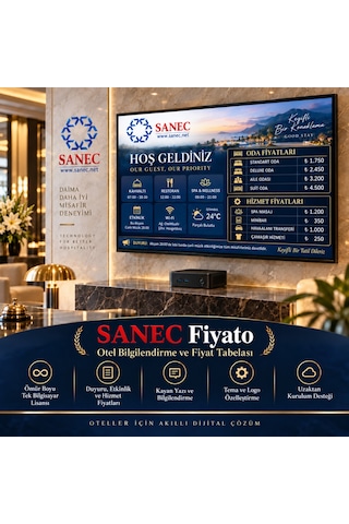 Sanec Otel Tabelası 55" Hdmı Ekranlı Dijital Tabelası Sistemi
