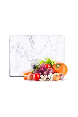Decovetro Cam Kesme Tahtası Ve Sunumluk Beyaz Mermer Desenli 25 X 35 Cm Çok Renkli