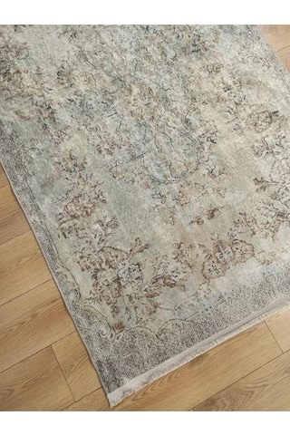 Gloria Td116 Bej Vintage Eskitme Desen Dokuma Saçaklı Kilim Çok Renkli