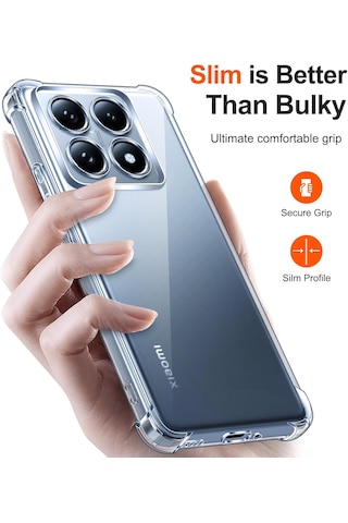 Xiaomi Mi 14t & Mi 14t Pro Uyumlu Köşe Korumalı Şeffaf Silikon