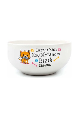 Turşu Han Koş Bir Tanem Rızık Zamanı Krem Seramik Kase - Hediye Seramik Kase