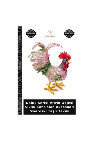 Delux Serisi Vitrin Objesi Şıklık Kat Salon Aksesuarı Swaroski Taşlı Tavuk
