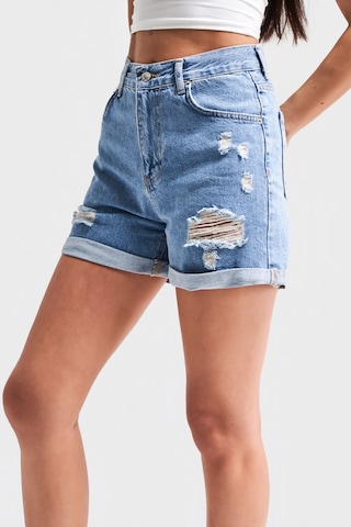 Itsbasic Yırtık Model Yüksek Bel Kot Rengi Jean Lazer İce