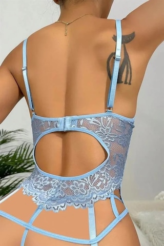 Angbutik Kadın Özel Tasarım Dantelli Mavi Jartiyer Takımı